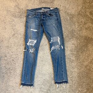 rag & bone Distressed Blue Cropped Jeans